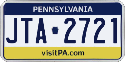 PA license plate JTA2721