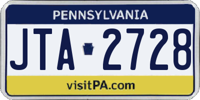 PA license plate JTA2728