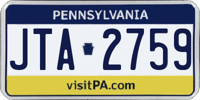 PA license plate JTA2759