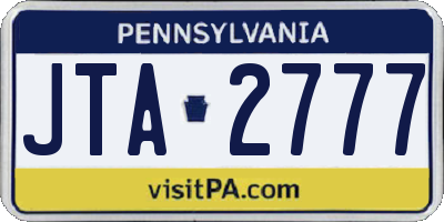 PA license plate JTA2777