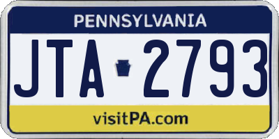PA license plate JTA2793
