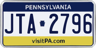 PA license plate JTA2796