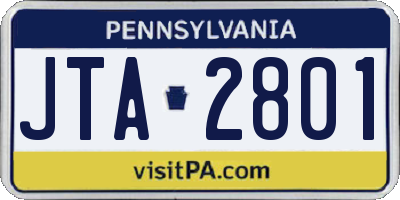 PA license plate JTA2801