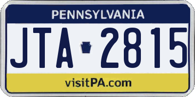 PA license plate JTA2815