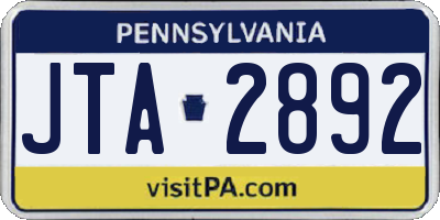 PA license plate JTA2892