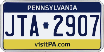 PA license plate JTA2907