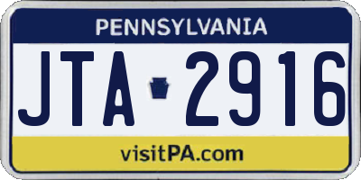 PA license plate JTA2916