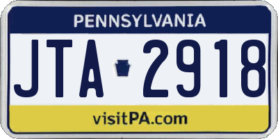 PA license plate JTA2918