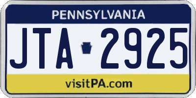 PA license plate JTA2925