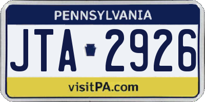 PA license plate JTA2926
