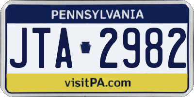 PA license plate JTA2982