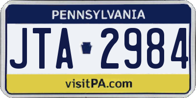 PA license plate JTA2984