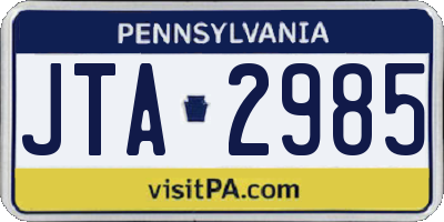 PA license plate JTA2985