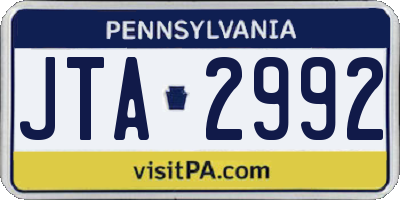 PA license plate JTA2992