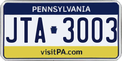 PA license plate JTA3003