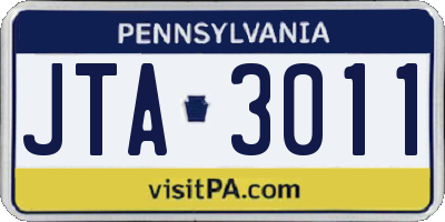 PA license plate JTA3011