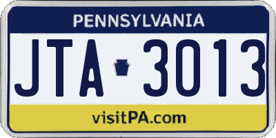 PA license plate JTA3013