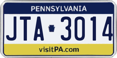PA license plate JTA3014