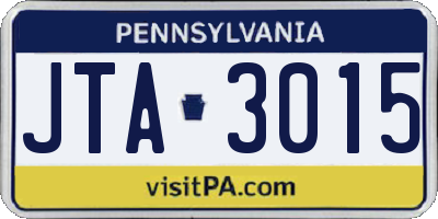 PA license plate JTA3015