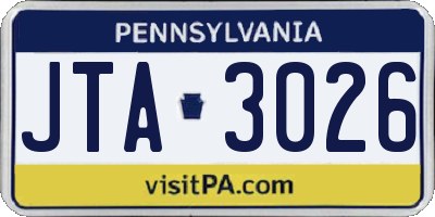PA license plate JTA3026