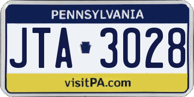 PA license plate JTA3028