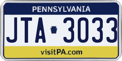 PA license plate JTA3033