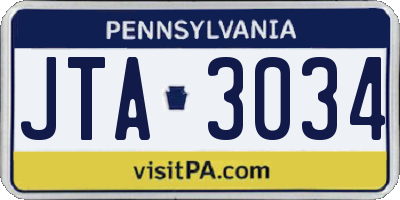 PA license plate JTA3034
