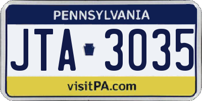 PA license plate JTA3035
