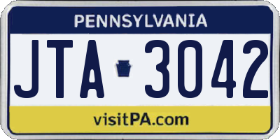 PA license plate JTA3042