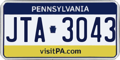 PA license plate JTA3043