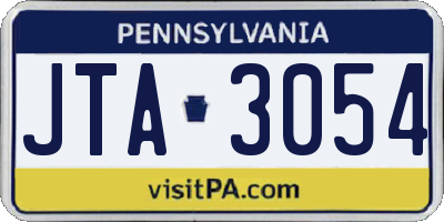 PA license plate JTA3054