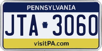 PA license plate JTA3060