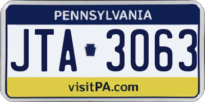 PA license plate JTA3063
