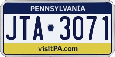 PA license plate JTA3071
