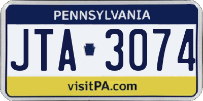 PA license plate JTA3074