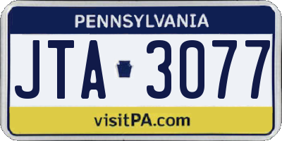 PA license plate JTA3077