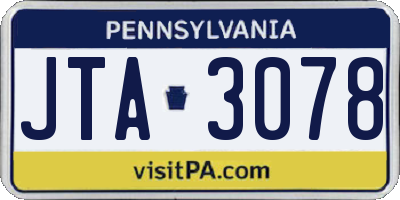 PA license plate JTA3078