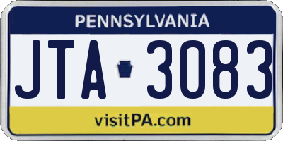 PA license plate JTA3083