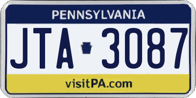 PA license plate JTA3087