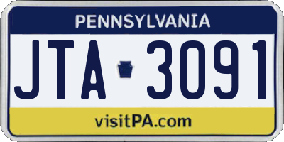 PA license plate JTA3091