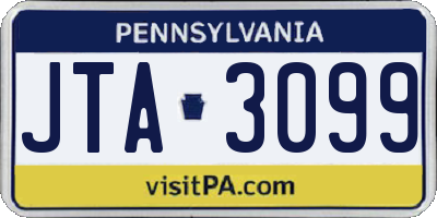 PA license plate JTA3099