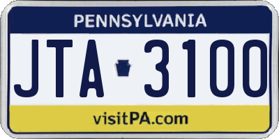 PA license plate JTA3100