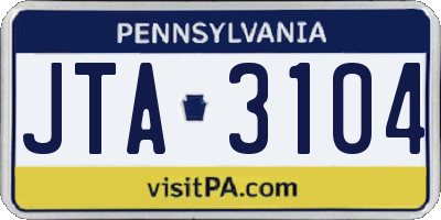 PA license plate JTA3104