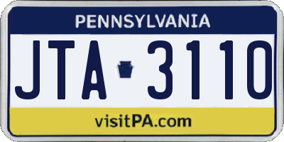 PA license plate JTA3110
