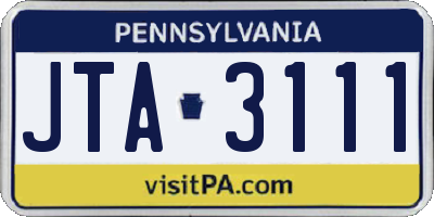 PA license plate JTA3111