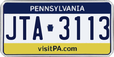 PA license plate JTA3113