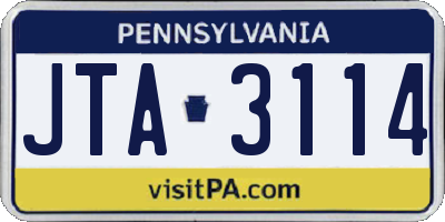 PA license plate JTA3114
