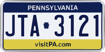PA license plate JTA3121