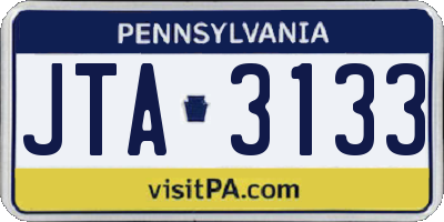 PA license plate JTA3133