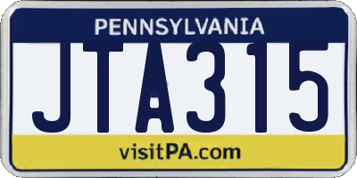 PA license plate JTA315